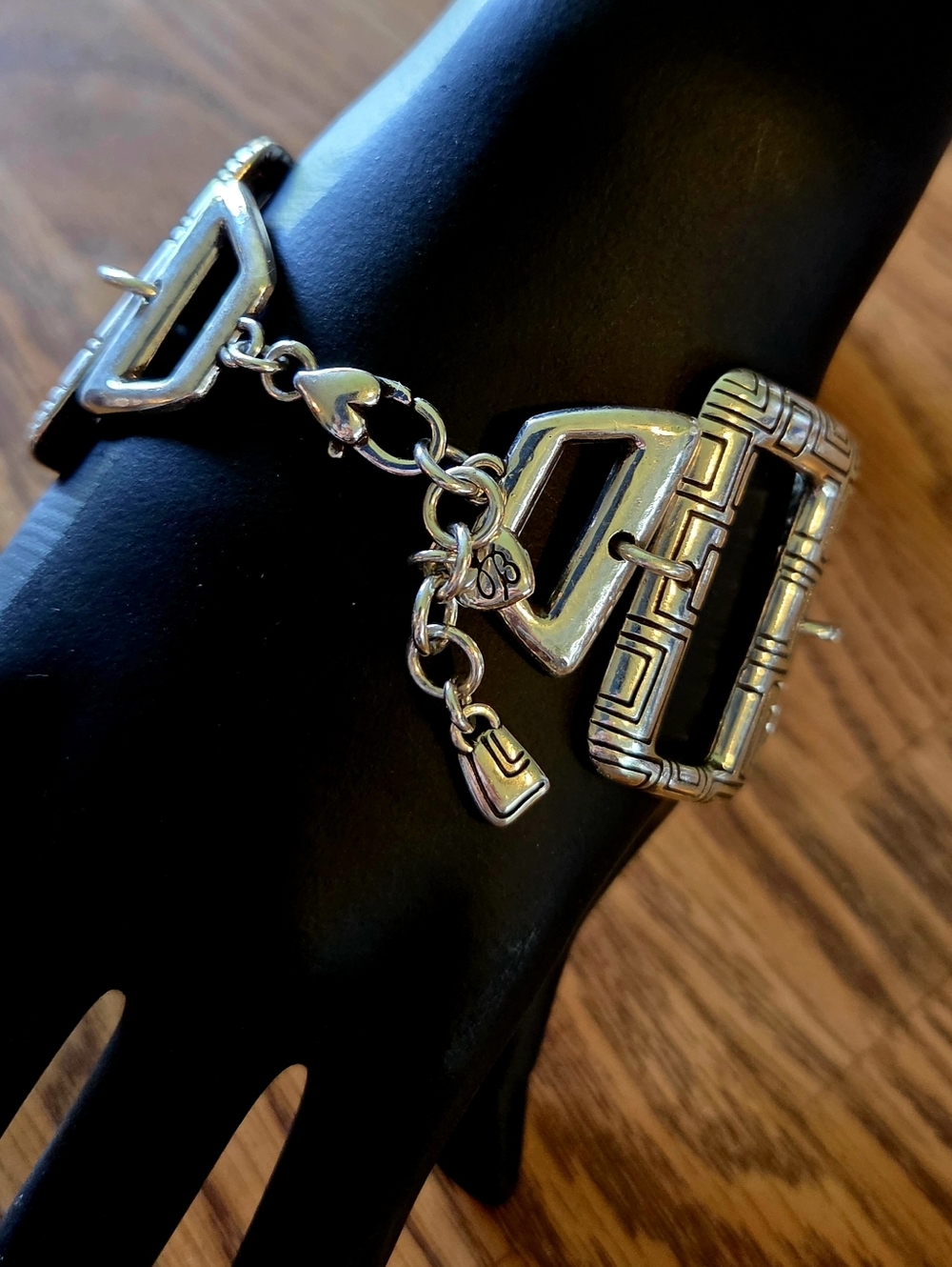 BRIGHTON "Nexus" Vintage Silver Geometric Link Bracelet BOHEMIAN! - Picture 3 of 12